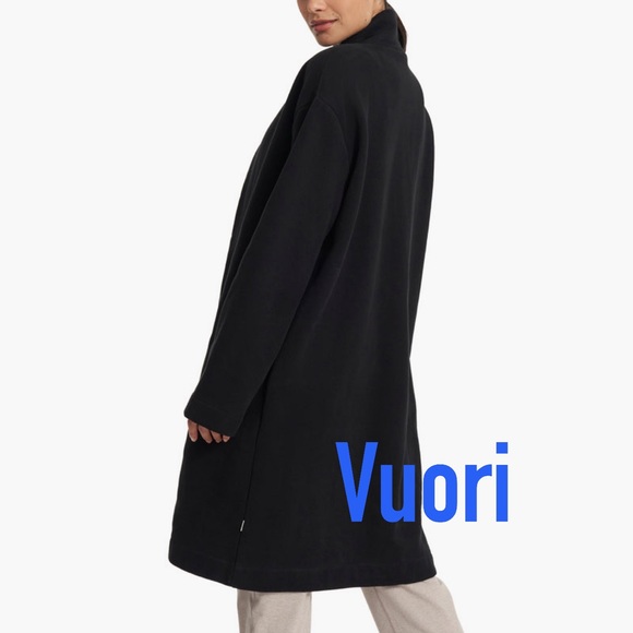 NWT Vuori Restore Coat Fleece Sweatshirt Trench Jacket * Black * Medium/Large - Picture 4 of 9